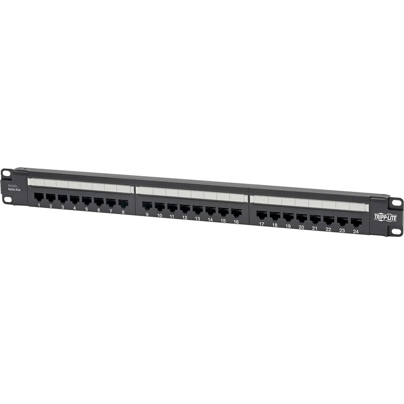 Tripp Lite Eaton Tripp Lite Cat6 24-Port PoE+ Patch Panel, RJ45 Ethernet, 1U Rackmount, EIA/TIA 568A/B Wiring Standards for 110 & Krone Terminations, (N252-P24), Black - Image 1